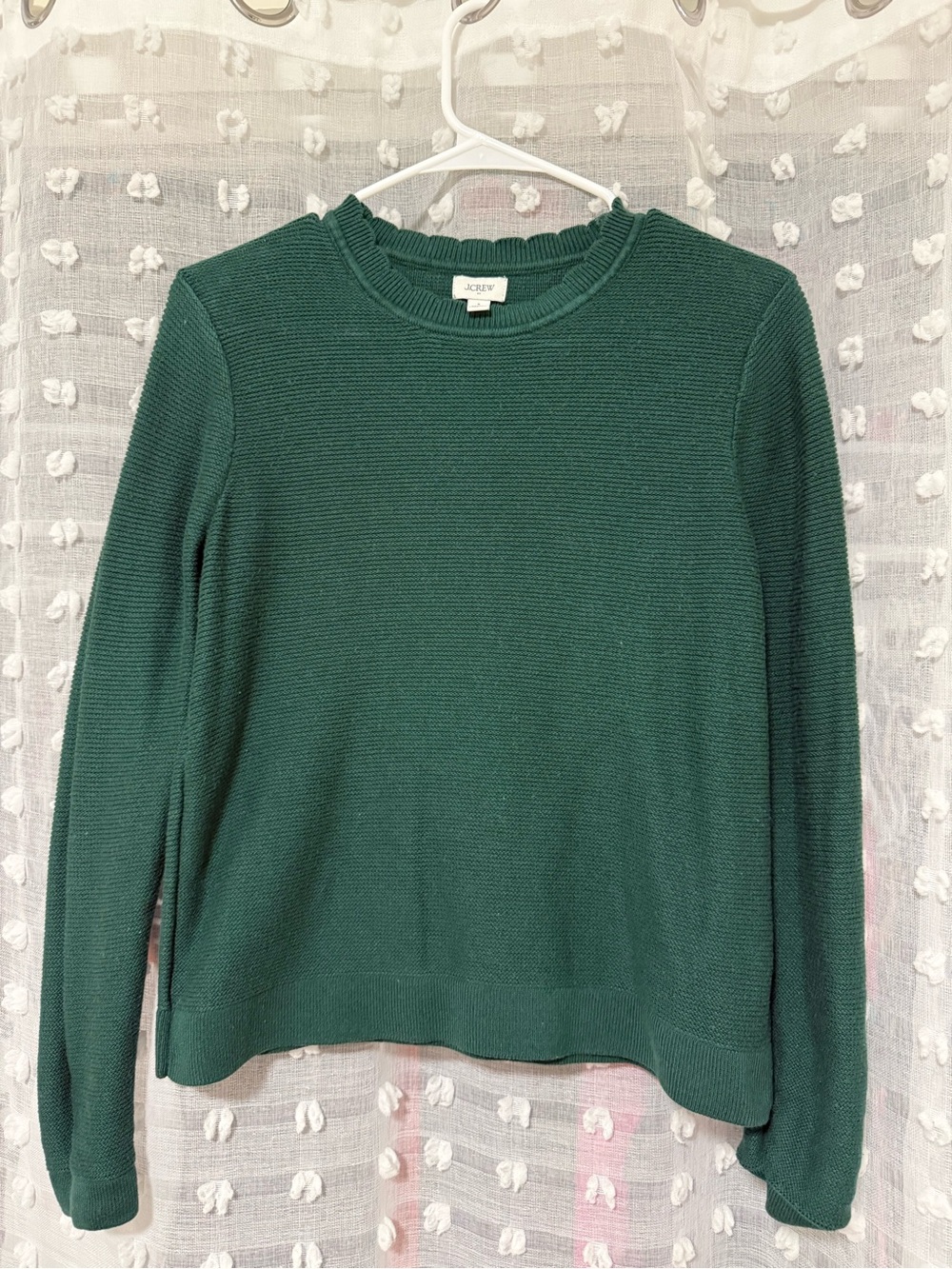 J. Crew Dark Teal Ribbed Crewneck Sweater